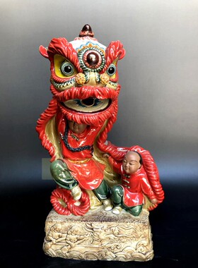 石湾公仔招财喜庆摆件黄飞鸿舞狮