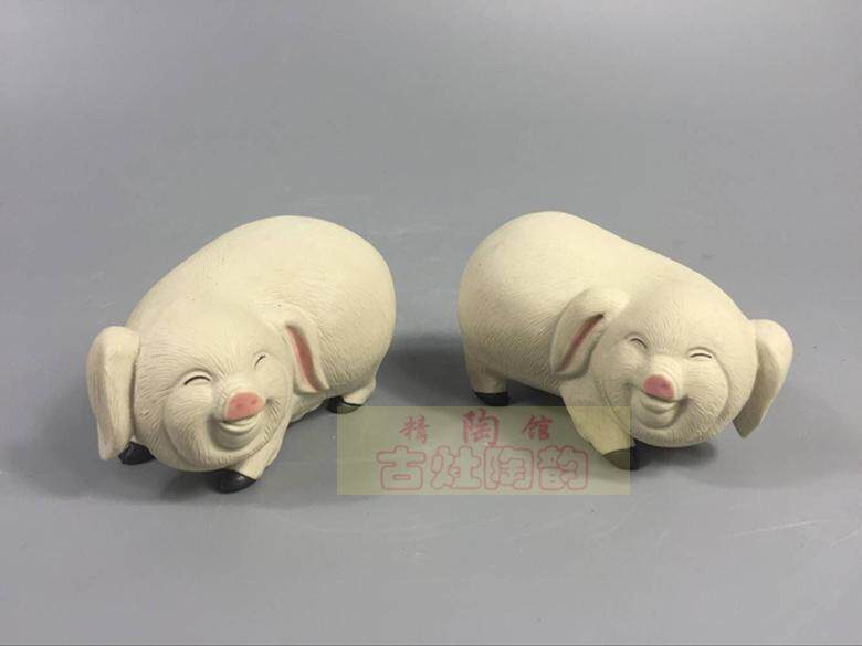 石湾公仔陶瓷工艺品家居装饰品礼品招财客厅书房摆件福猪一对促销