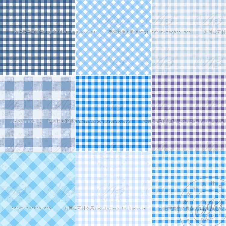 克莱茵蓝淡蓝色格子布纹格子平铺海报背景AI矢量高清素材