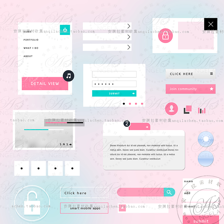 时尚音乐播放器网页按钮图标psd设计素材