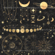 金色神秘星月星座线描太阳月亮宇宙星球背景psd 素png素材 星月元