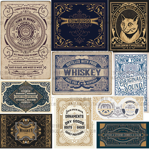 65张复古Vintage欧式精致复杂边框矢量AI设计素材