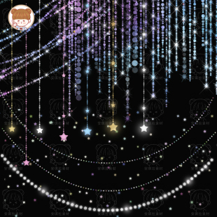 梦幻炫彩星星流苏烫钻图星系主题装饰元素DIY装饰免抠png设计素材