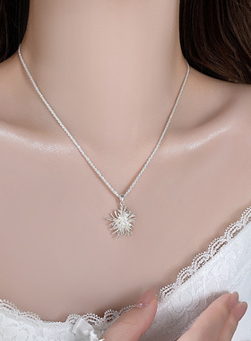 银色烟花蒲公英吊坠项链女小众设计感轻奢百搭锁骨链ins风颈链潮