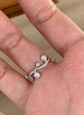 甜美树枝丫百搭戒指女个性设计感叠戴小众时尚开口指环ins食指戒