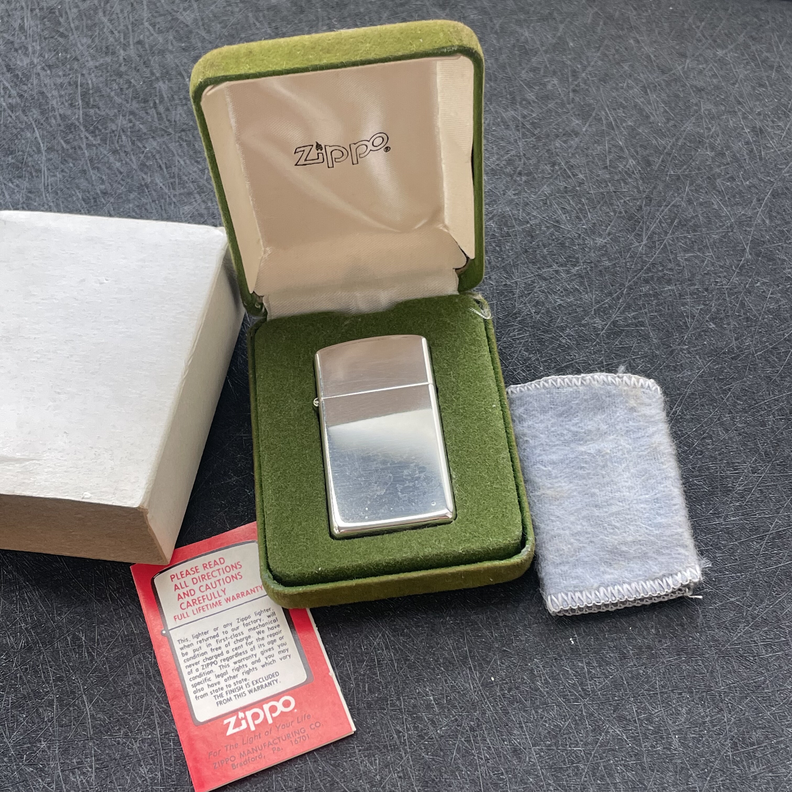 Zippo原装正品 80年代初纯银斜底 光板窄机