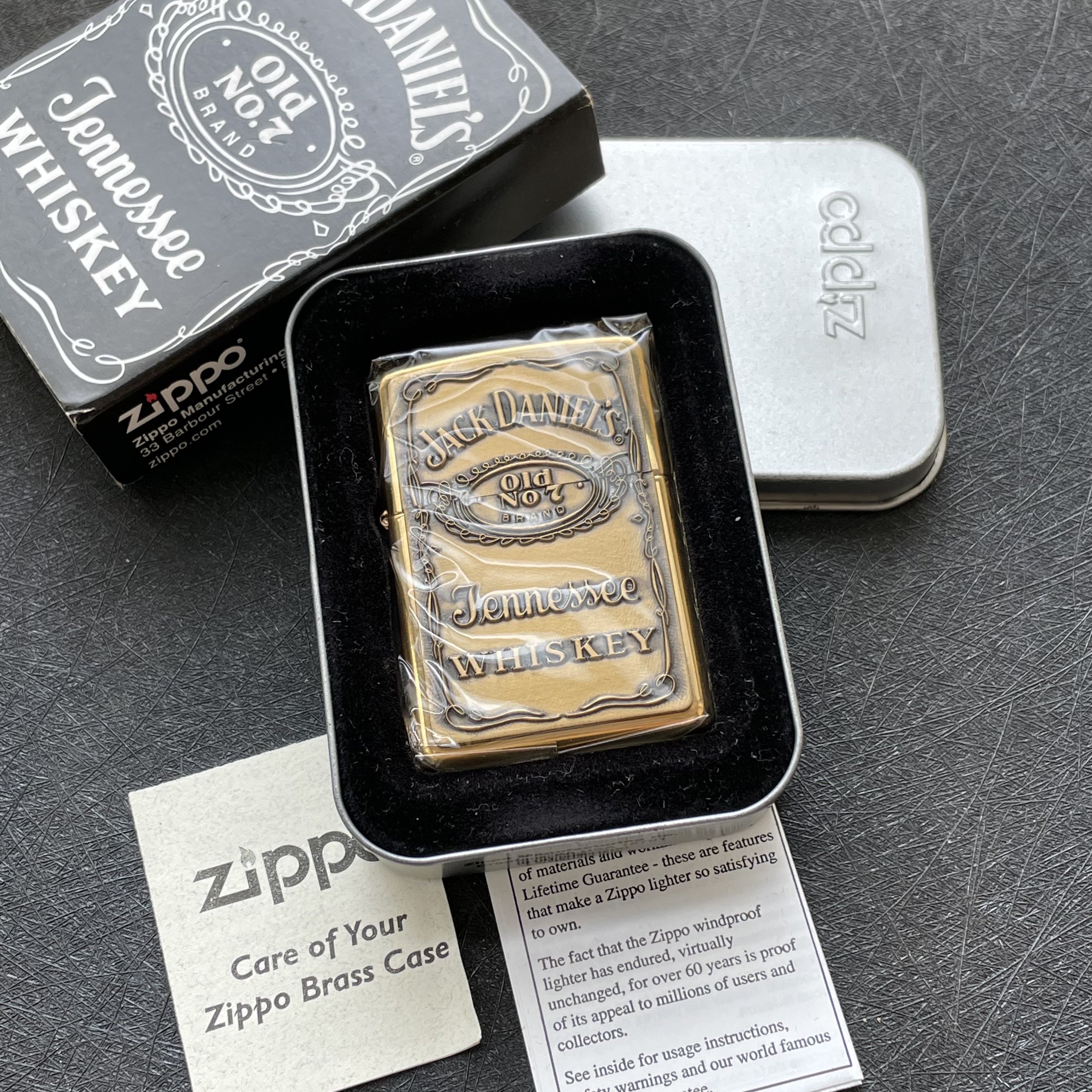 Zippo原装正品 2003年 纯铜 杰克丹尼 酒标贴章