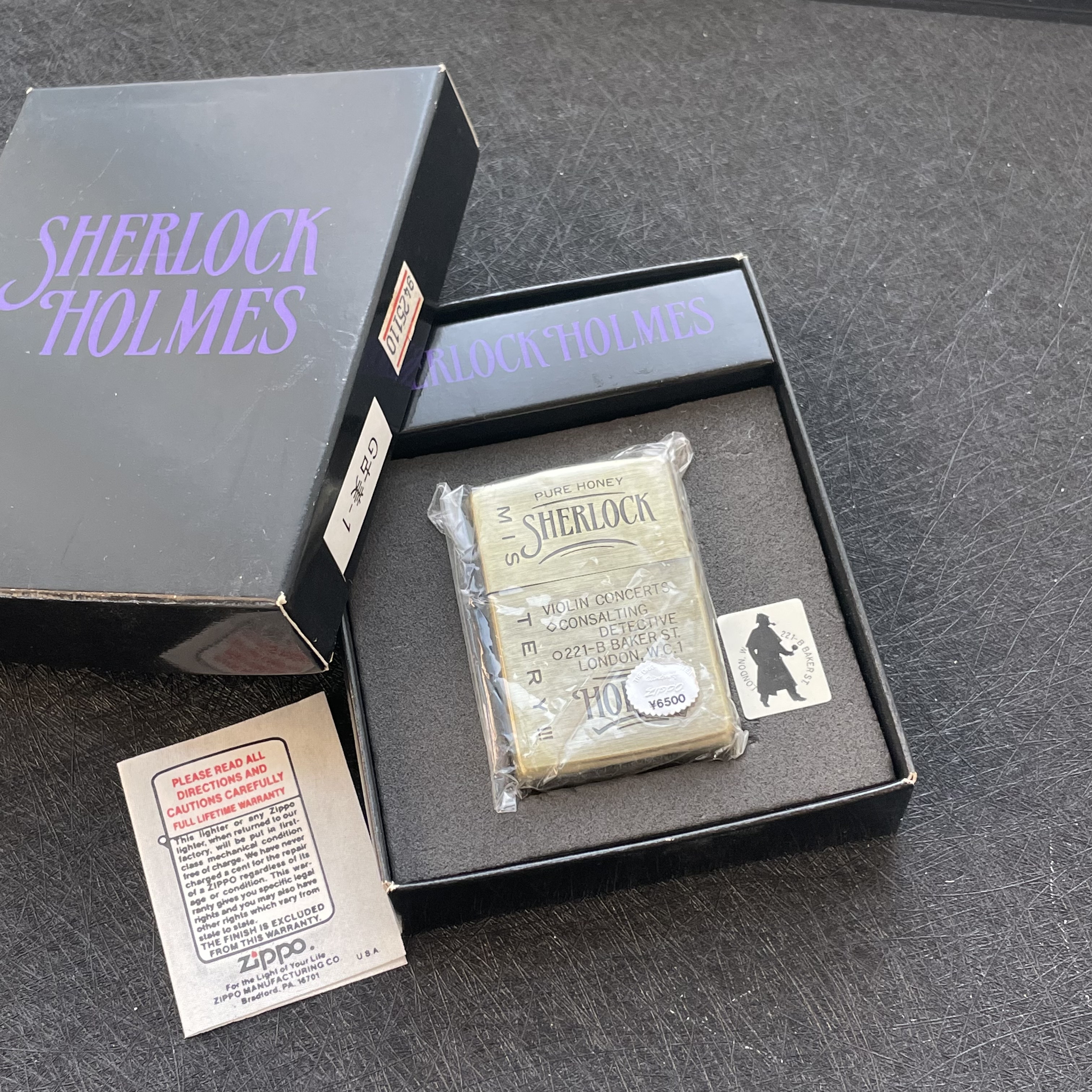Zippo原装正品 1991年小斜底 熏铜蚀刻 福尔摩斯