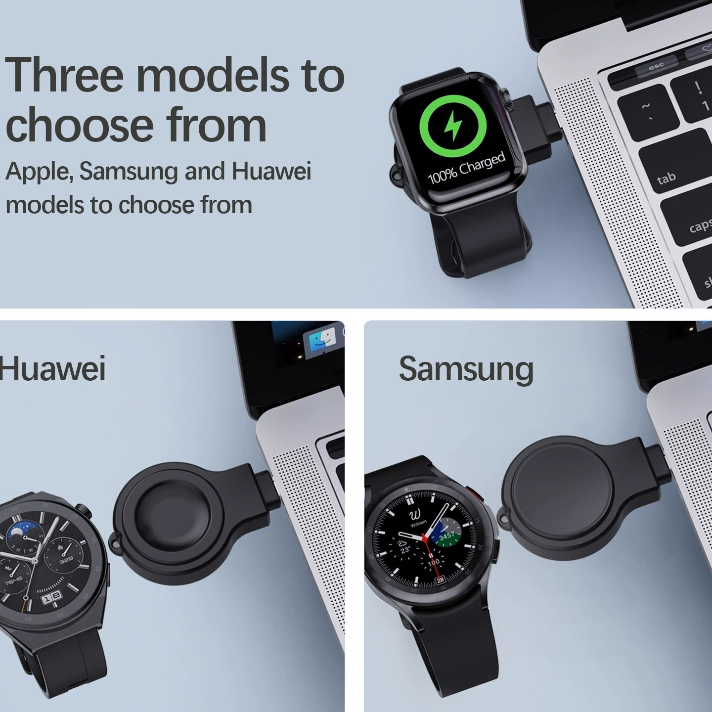 适用于苹果三星华为谷歌手表无线充电器磁吸无线充手表充电器