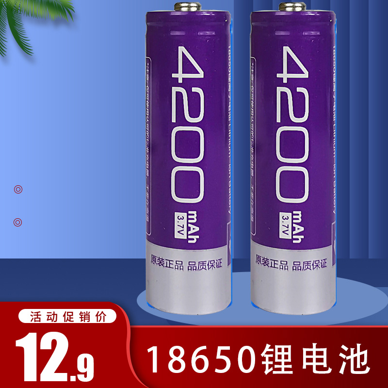 18650锂电池大容量3.7V强光手电筒头灯唱戏机小风扇4.2电池充电器