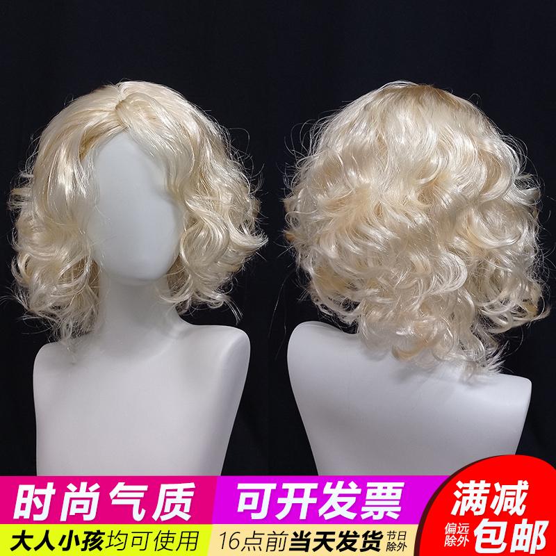 时尚女士中分金色短卷发