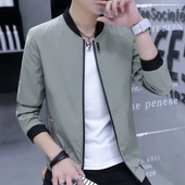 纯色上衣男装 春秋季 夹克青年修身 外套休闲百搭立领薄款 褂子潮 男士