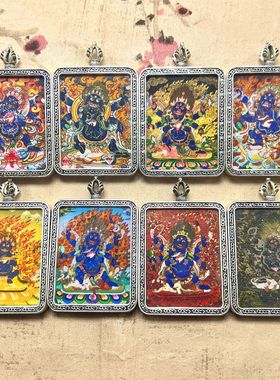 西藏六臂玛哈嘎拉唐卡嘎乌盒