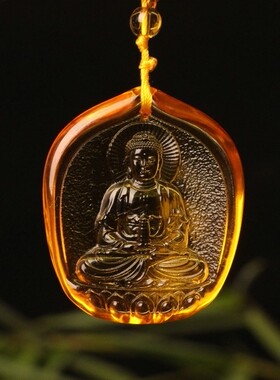 琉璃大肚弥勒佛像项链药师佛挂件