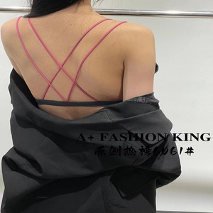 a+秋冬美背辣妹黑色小胸法式内衣吊带多巴胺性感文胸纯棉女无钢圈