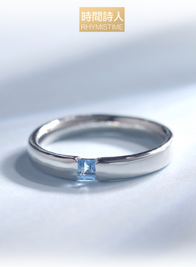 时间诗人鱼眼泪戒指深海泪光S925银天然托帕石情侣戒指原创设计礼
