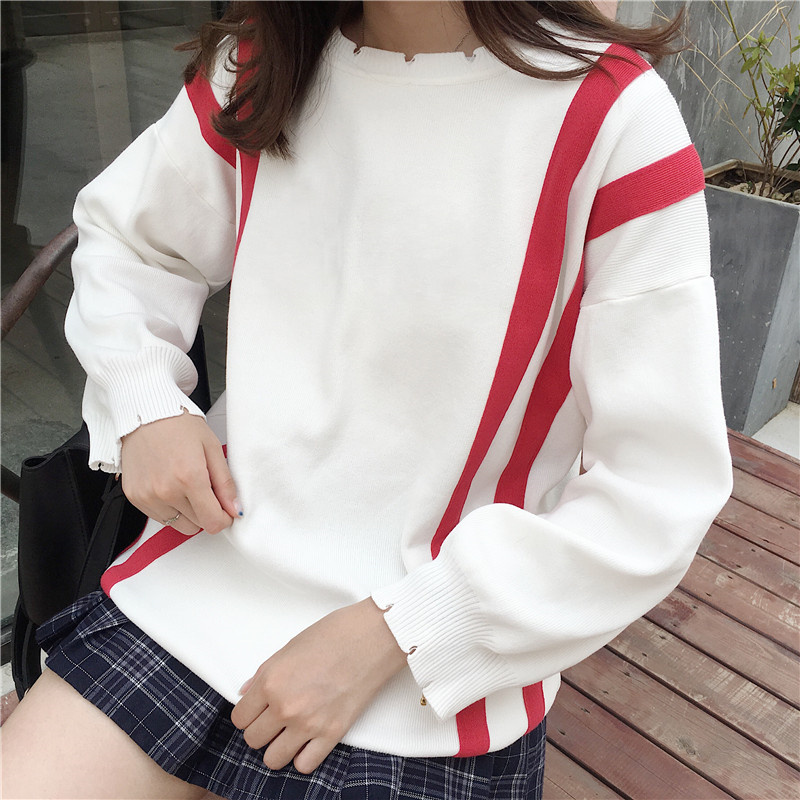 Real shot Korean version Pullover versatile, loose color matching sweater, base sweater, real price