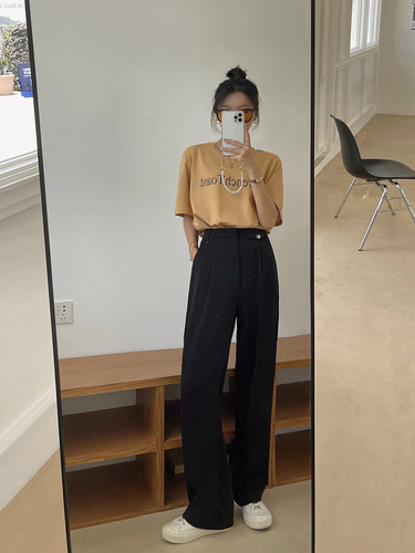 Real shot summer Korean version new high waist thin wide leg pants versatile casual suit pants real price