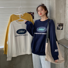 Real shot spring new Korean loose letter printed round neck sleeve showing thin and versatile