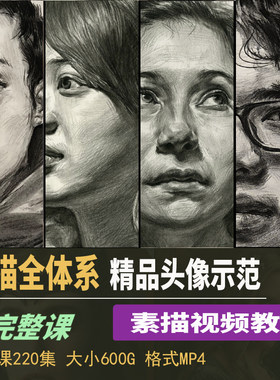 素描教程零基础入门高考男女头像绘画考试高清教程临摹参考图片集