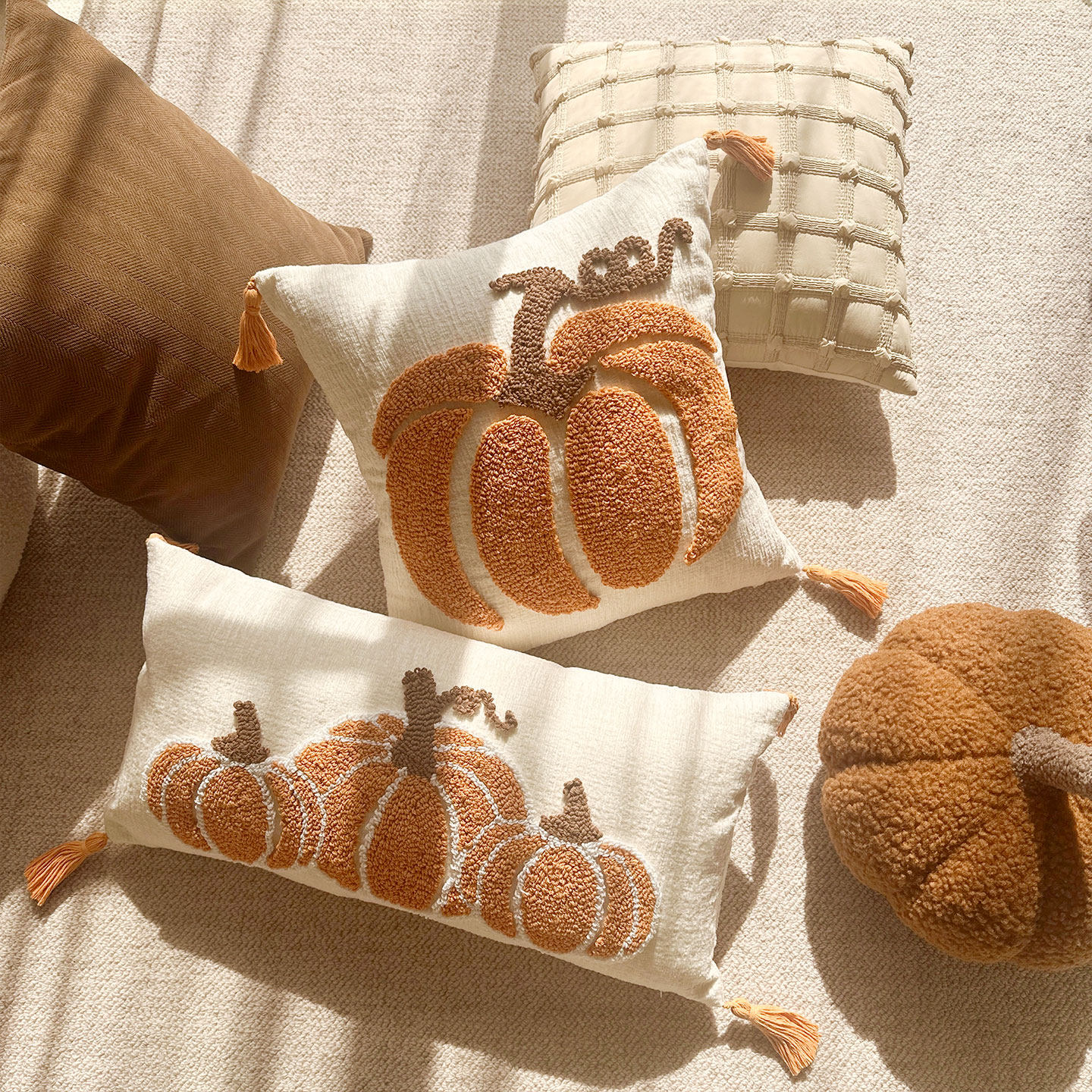 美拉德棕色抱枕北欧南瓜腰靠垫套