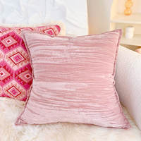 American-style light luxury pink throw pillows, high-end retro red velvet pillow covers, sofa, living room headboard, bay window waist cushions thumbnail 3