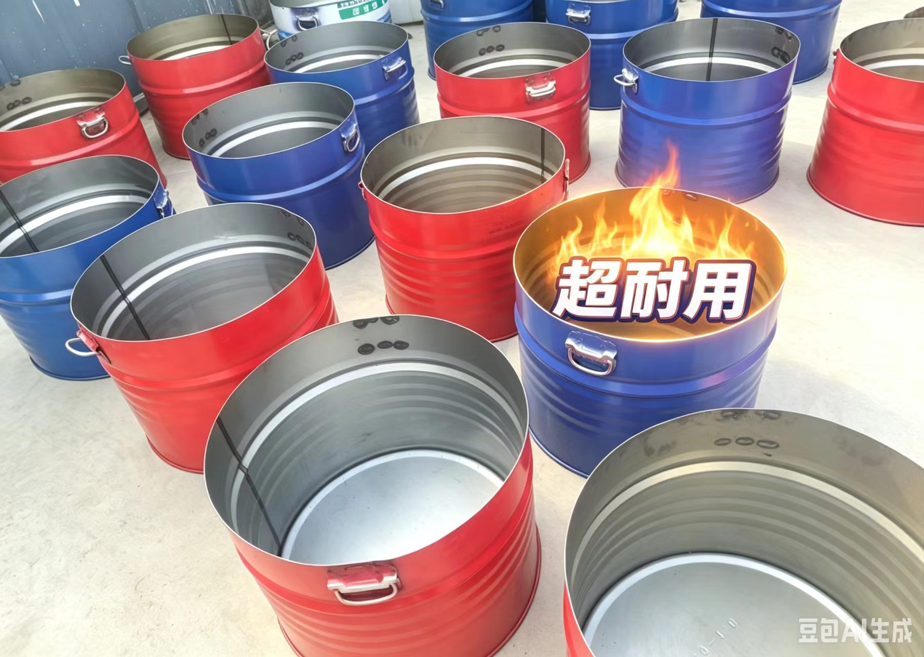 半截加厚铁桶大口工地柴油桶铁皮100升铁桶烧金桶