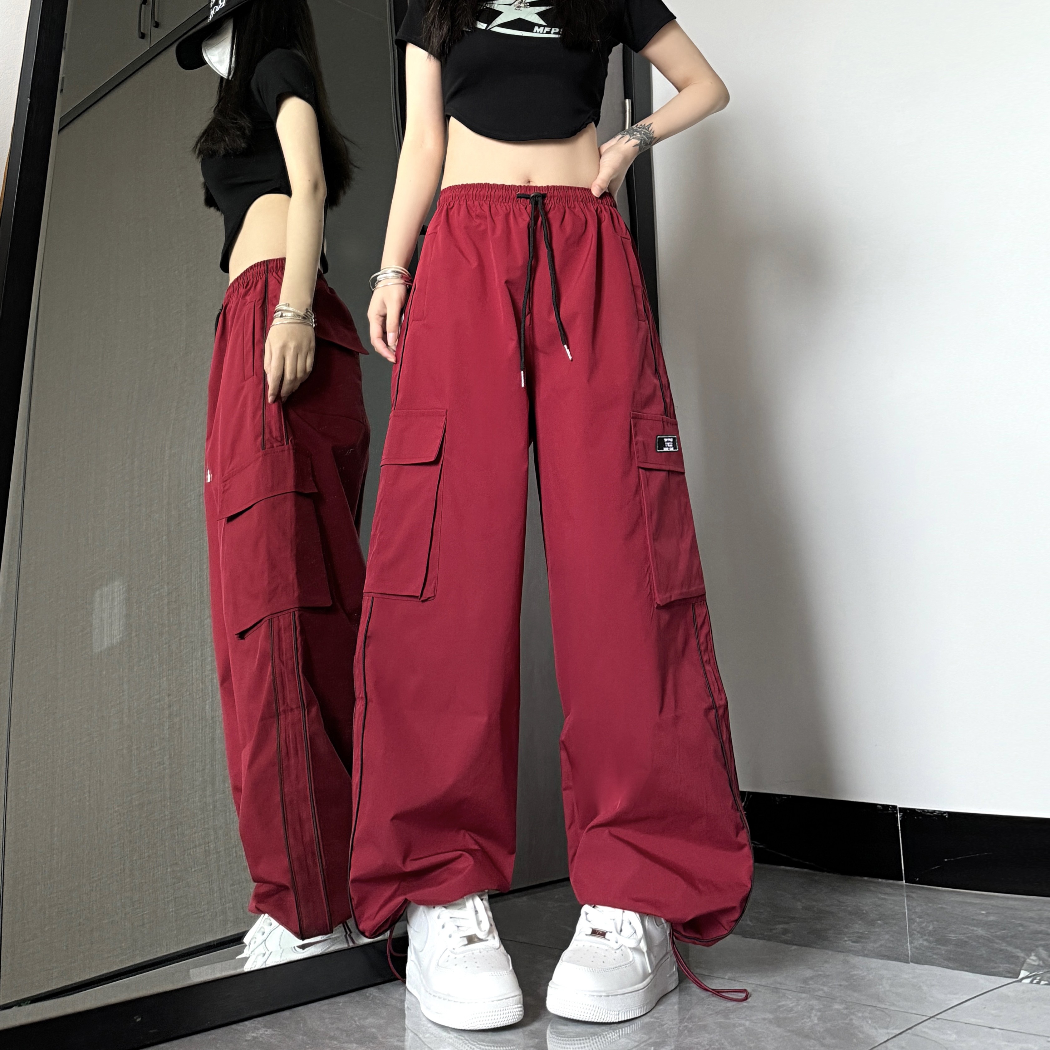CC680-P53多巴胺工装裤女春夏新款宽松hiphop阔腿裤子休闲裤,男装工装外套,星座1611A-1