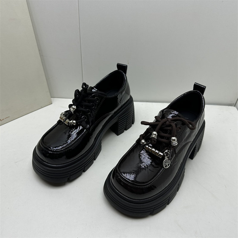 2026春季新款英伦风厚底乐福鞋女漆皮系带粗跟深口单鞋百搭小皮鞋,女鞋,深口单鞋,淘宝优惠券,粉丝福利购,淘宝优惠卷