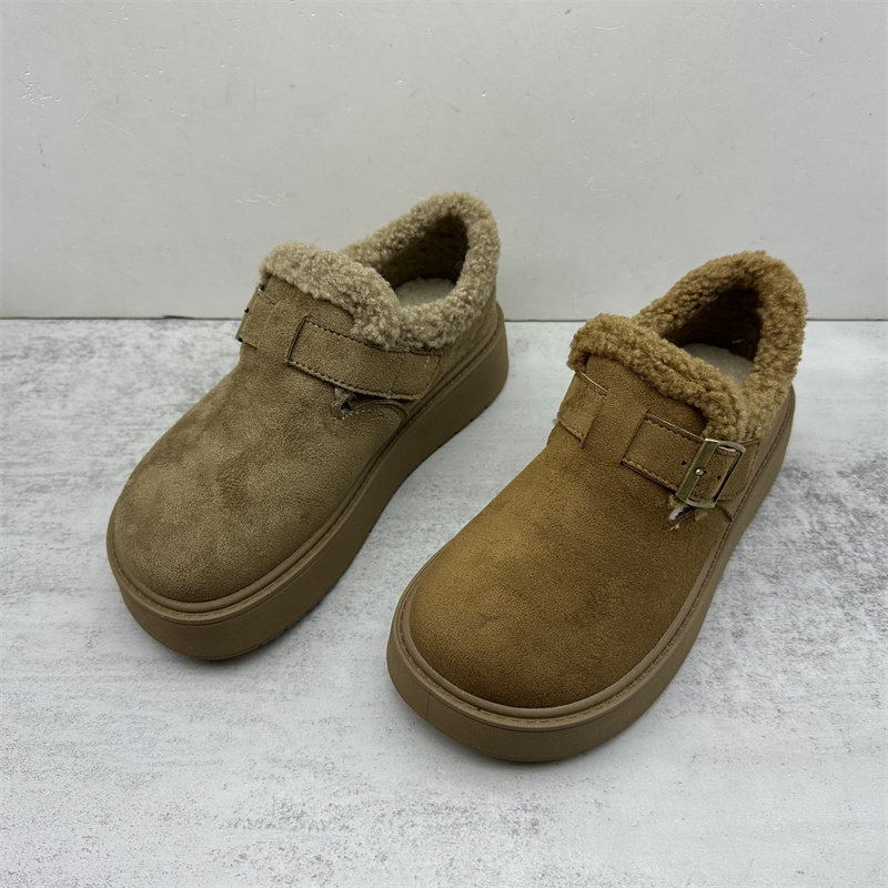 工厂断码2025新款冬季勃肯鞋加绒保暖圆头休闲鞋舒适百搭女棉鞋