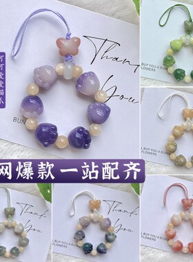 手链轻奢小众精致手捻天然菩提手串女猫爪手机绳包包挂饰挂件