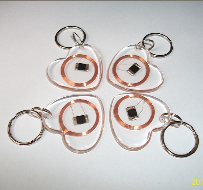 JTRFID4038心形透明M1S50水晶钥匙扣卡ISO14443A协议IC异形卡