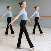 棉儿童直筒舞蹈裤 芭蕾女练功服形体跳舞裤 子少儿黑色训练健美操