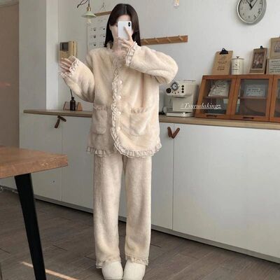 公主风蕾丝边睡衣冬季加厚