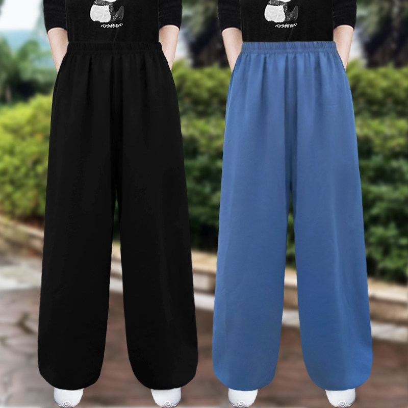 春夏太极裤男女宽松冰麻灯笼裤晨练裤瑜伽运动健身武术表演练功裤