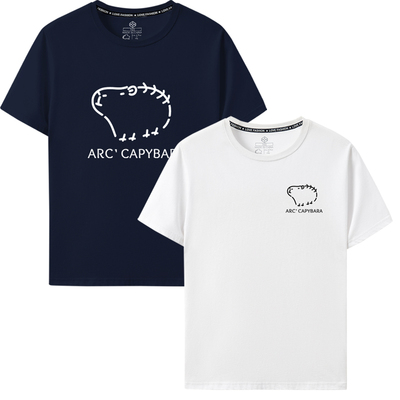 始祖卡皮巴拉水豚情侣装短袖T恤恶搞趣味创意2024夏男女capybara