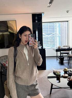 高领拉链针织毛衣女秋季新款