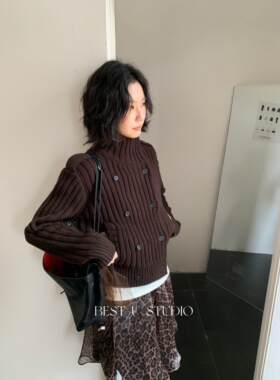 粗针宽松显瘦针织开衫外套秋冬款