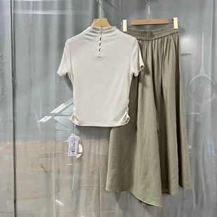 短袖 韩版 女装 两件套 上衣显瘦休闲裙裤 穿搭一整套2025时尚 夏季 新品