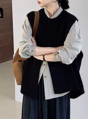 马甲女宽松休闲显瘦百搭长袖衬衫