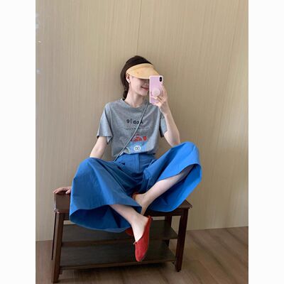 T恤上衣+阔腿裤洋气两件套装