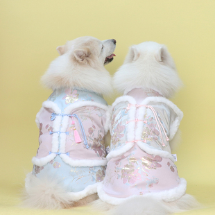 手工定制萨摩新年衣服中式中国风狗狗棉袄加厚金毛衣服小中大型犬