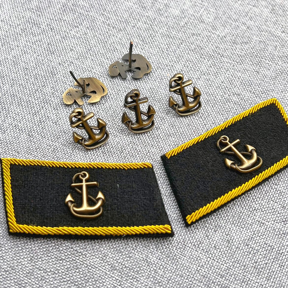 精致实心铜锌合金55式58海锚配件徽章新式金销绣领章服装辅料