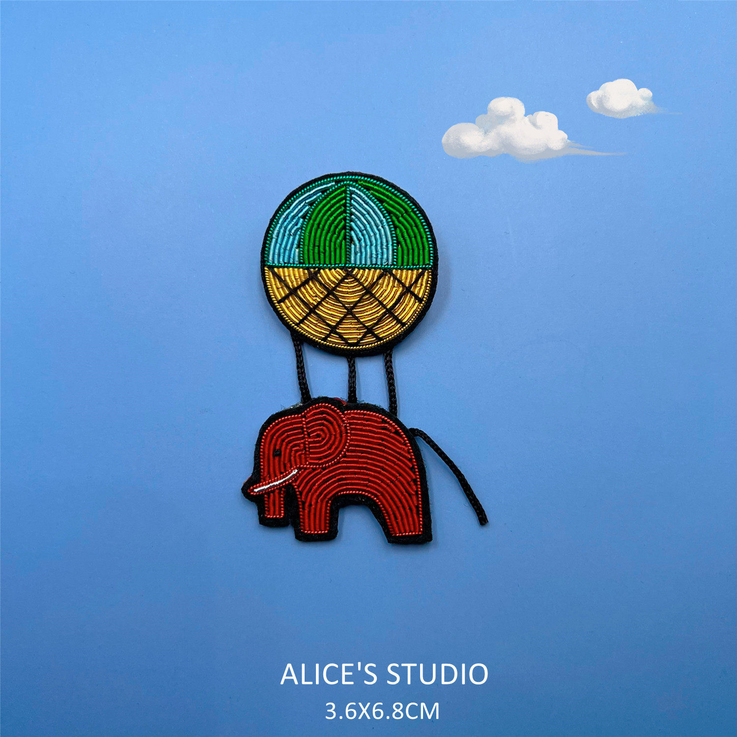 巴黎设计印度丝刺绣气球大象胸针搞笑创意胸章别针徽章衣服配饰品