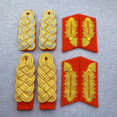 全新进口金属丝编织元 帅肩章铝丝刺绣矢车菊领章配饰