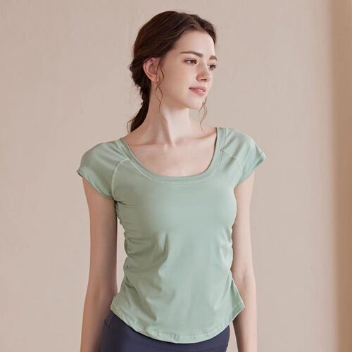 高级感瑜伽上衣女夏季速干短袖健身衣显瘦瑜伽服运动上衣跑步t恤