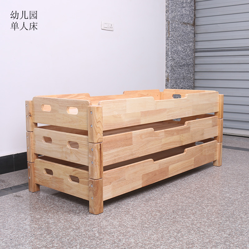幼儿园午睡床 橡松早教培训机构托管班儿童实木床 午休单人叠叠床