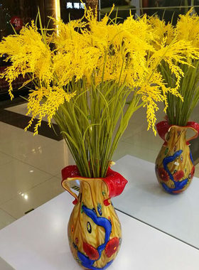 单只高仿真稻谷黄色稻穗  仿真小麦 假塑料麦穗装饰田园稻草 绢花