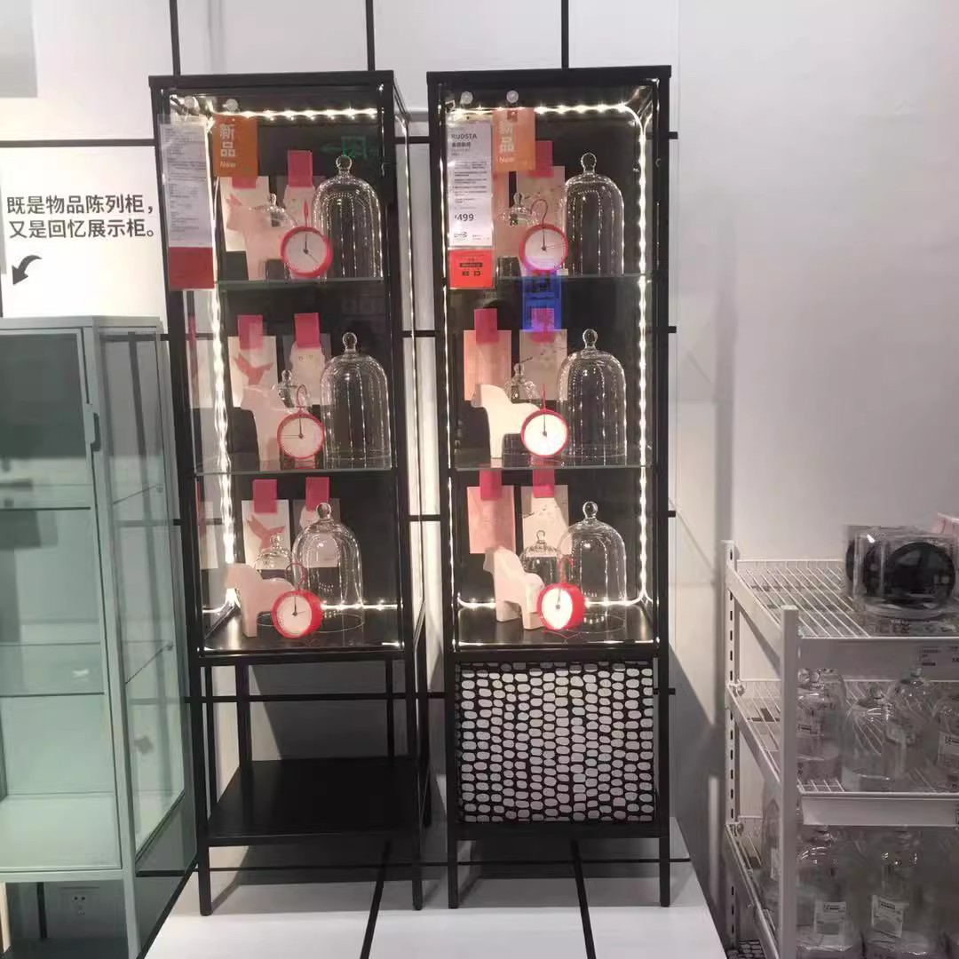 宜家鲁德斯塔玻璃门柜公仔展示柜
