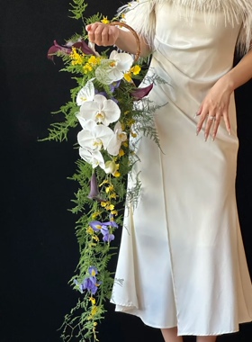 春日气息绿色手挽花垂坠新娘结婚摄影写真道具仿真花家居壁挂装饰